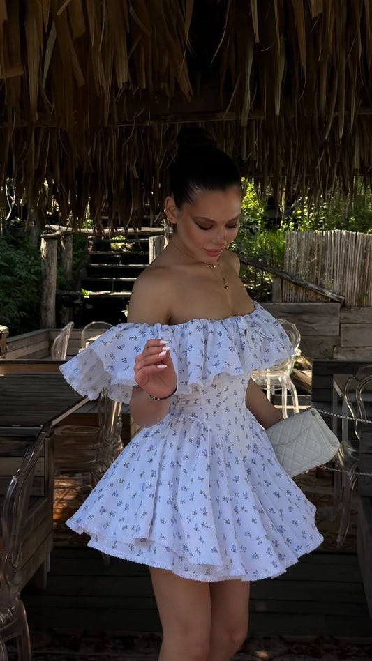 Ruffle Off-Shoulder Romper Dress