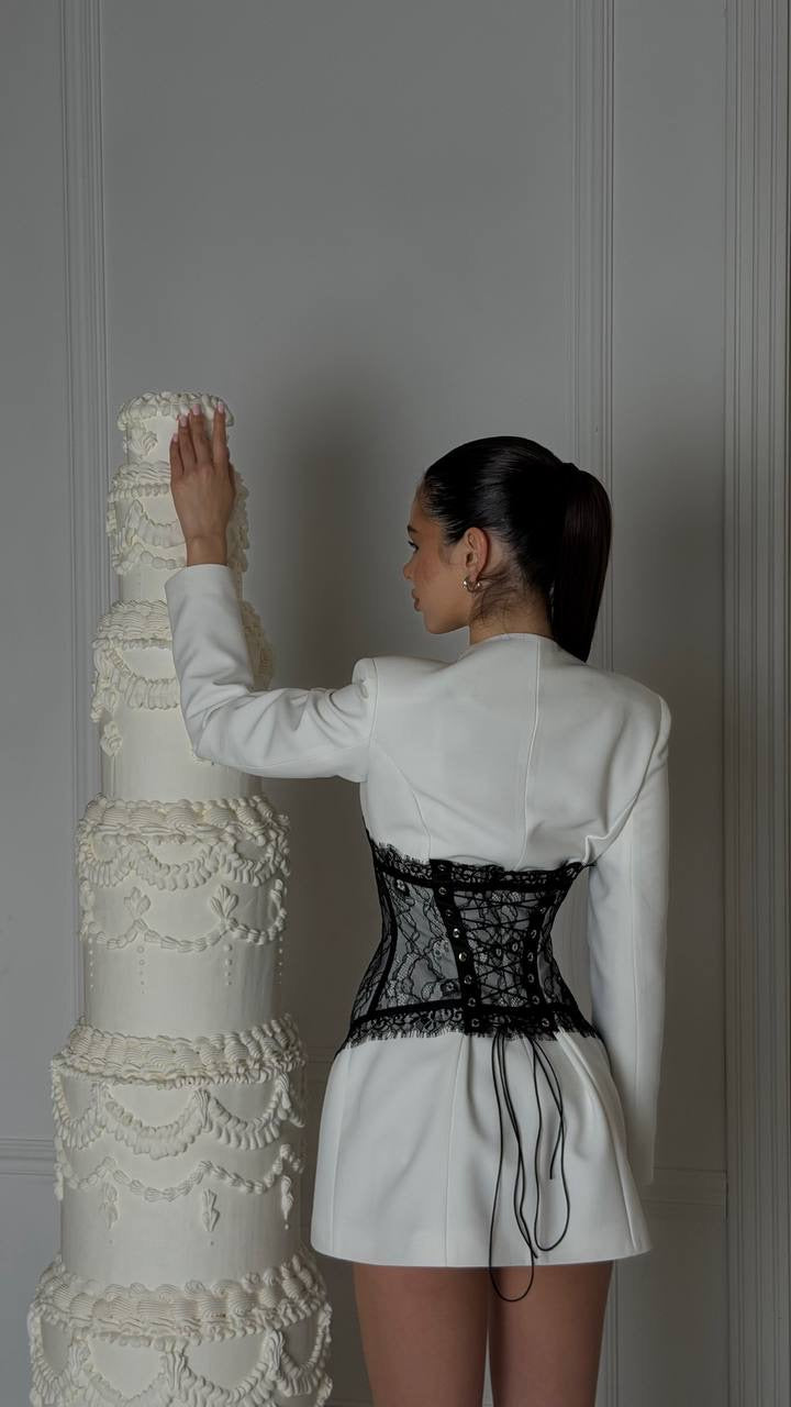 Lace Corset Blazer Dress - Double