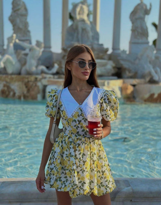 Sunny Lemon Print Minidress - Double