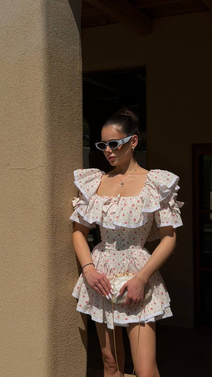 Ruffle Off-Shoulder Romper Dress