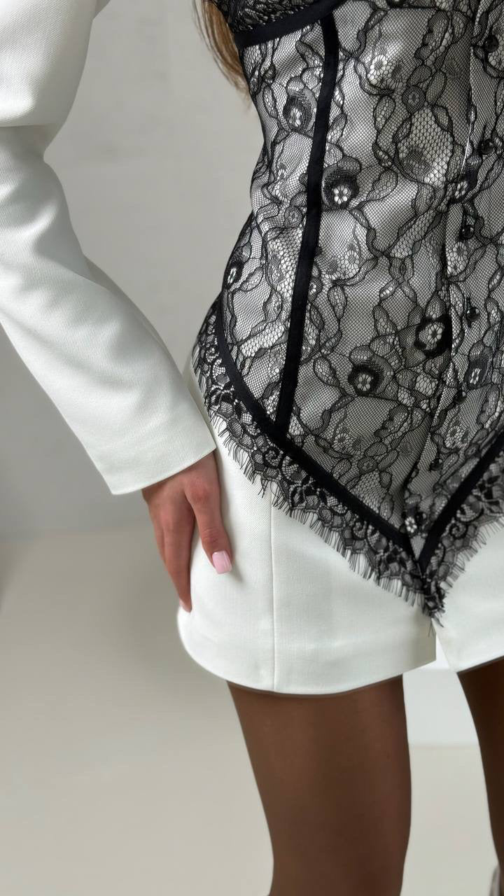Lace Corset Blazer Dress - Double