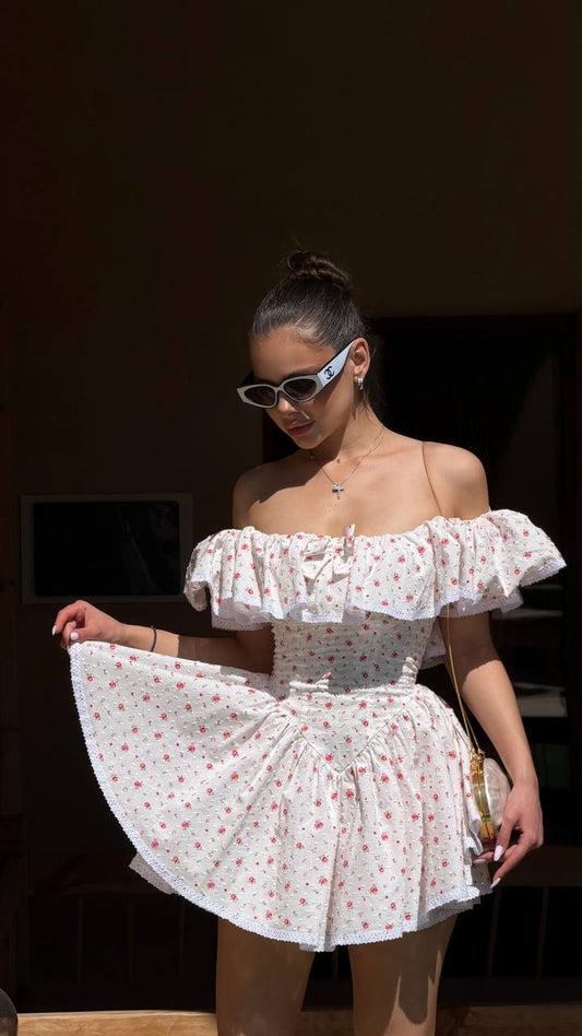 Ruffle Off-Shoulder Romper Dress