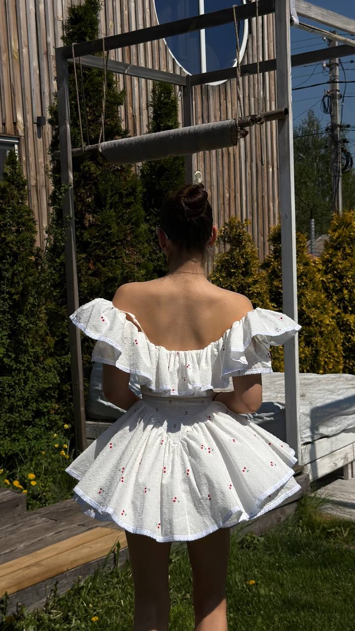 Ruffle Off-Shoulder Romper Dress