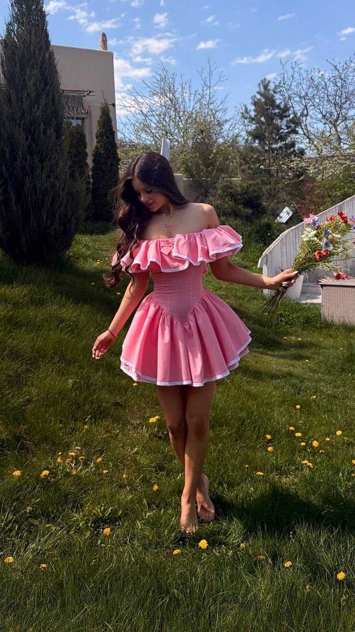Ruffle Off-Shoulder Romper Dress
