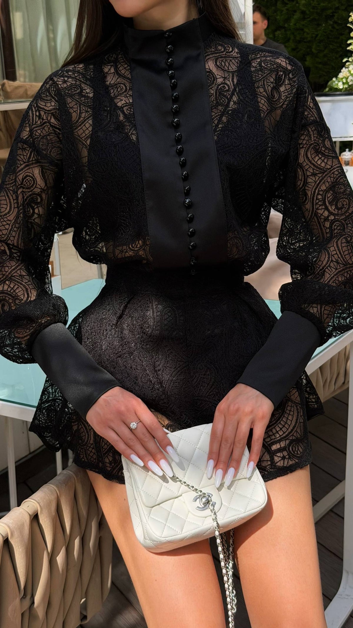 Lace blouse & shorts set