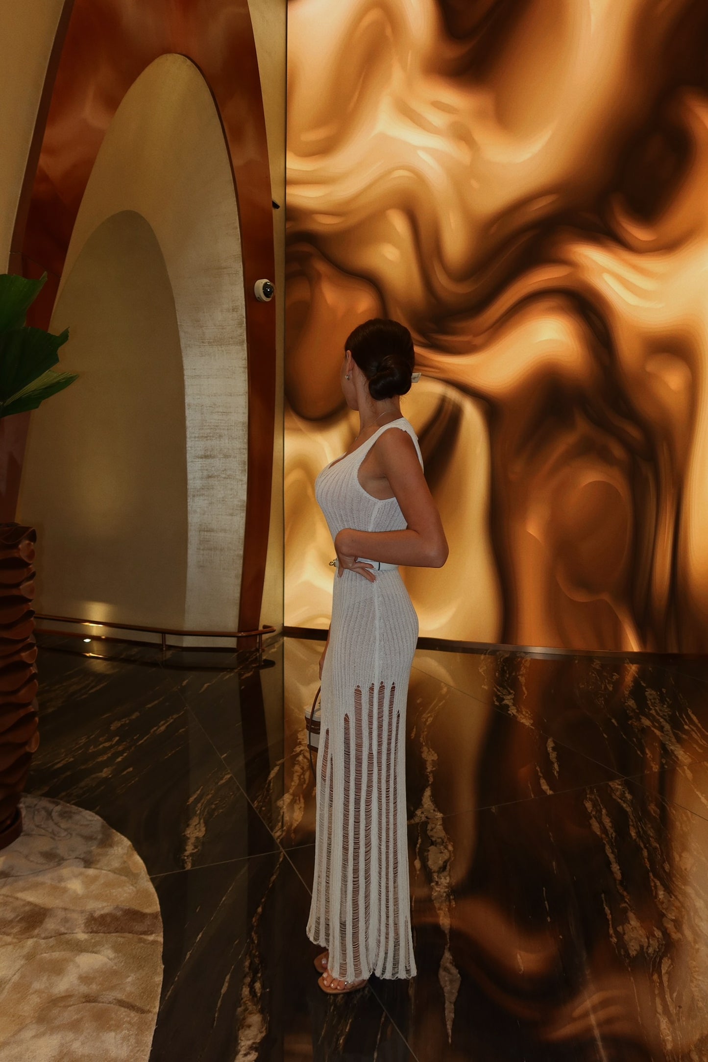 Ivory Mirage Knit Maxi Dress