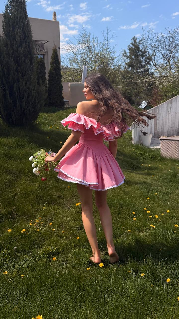 Ruffle Off-Shoulder Romper Dress