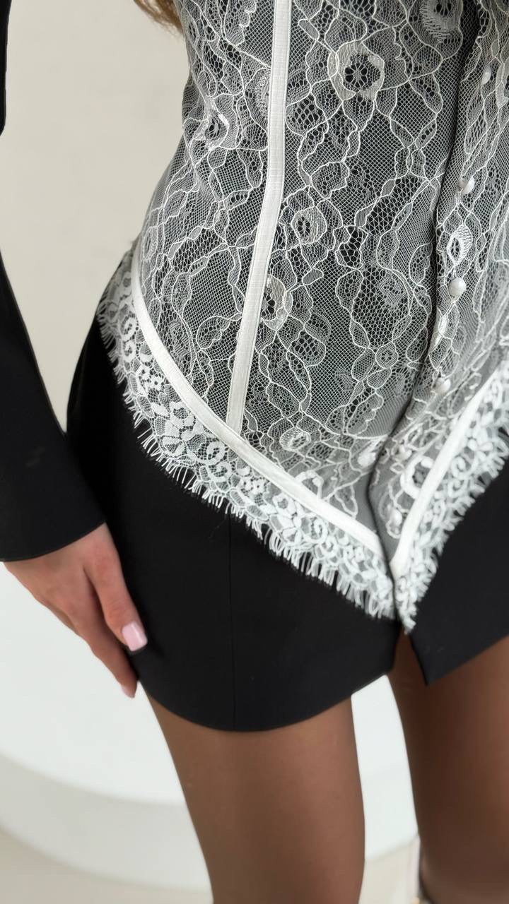 Lace Corset Blazer Dress - Double
