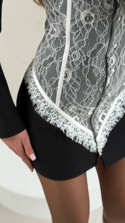 Lace Corset Blazer Dress - Double