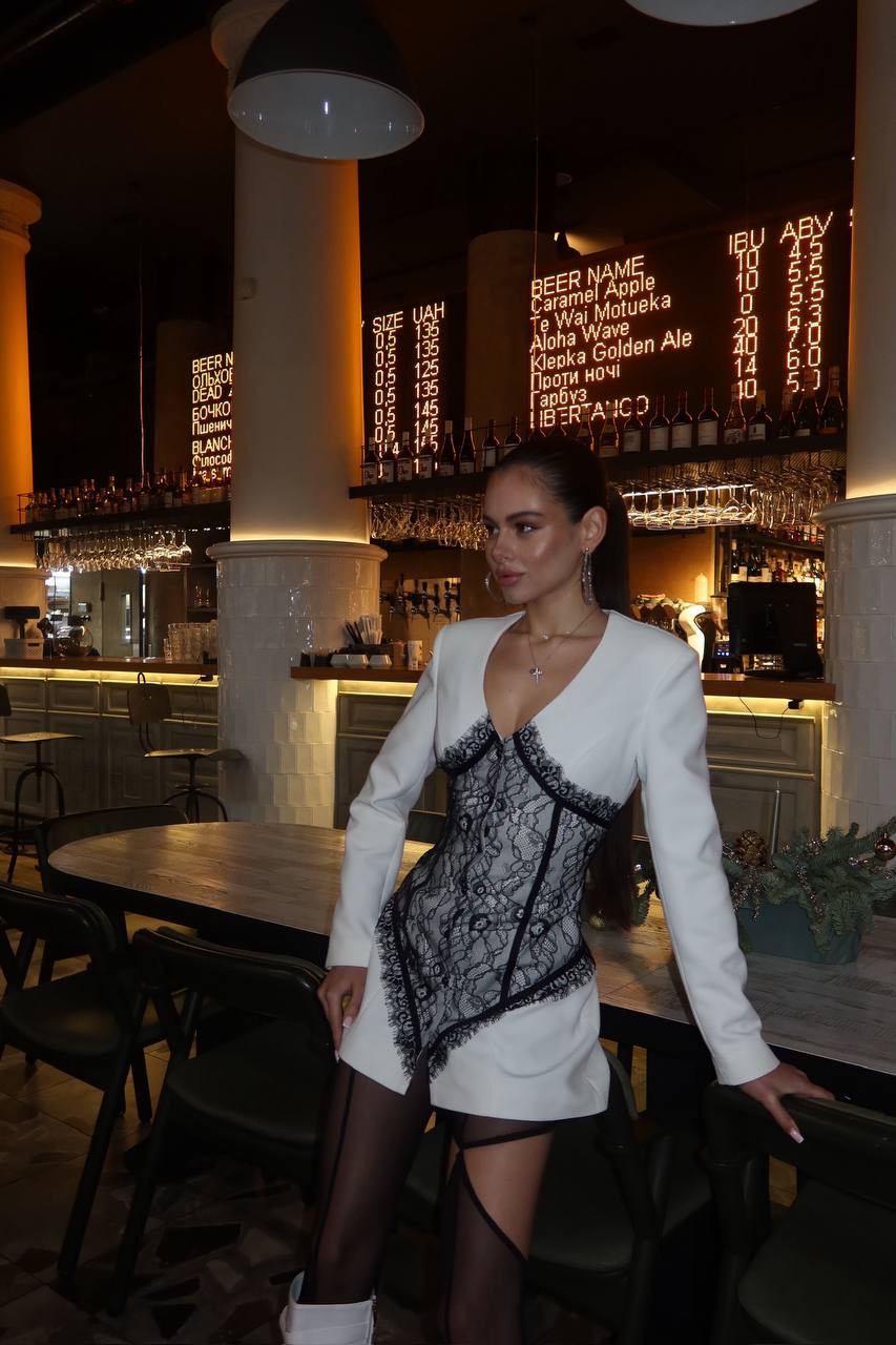 Lace Corset Blazer Dress - Double