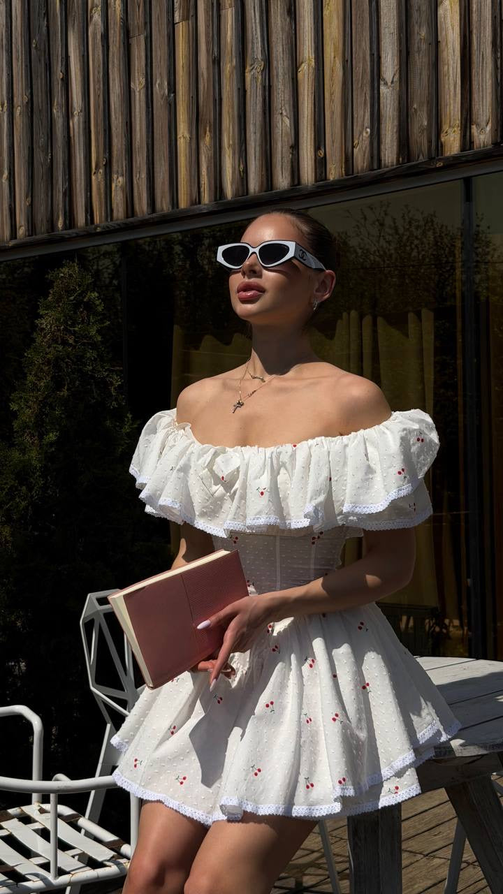 Ruffle Off-Shoulder Romper Dress