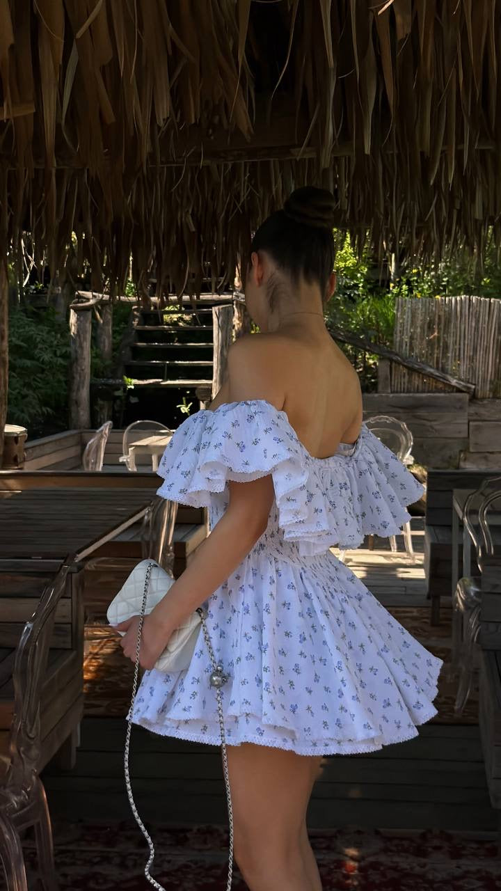 Ruffle Off-Shoulder Romper Dress