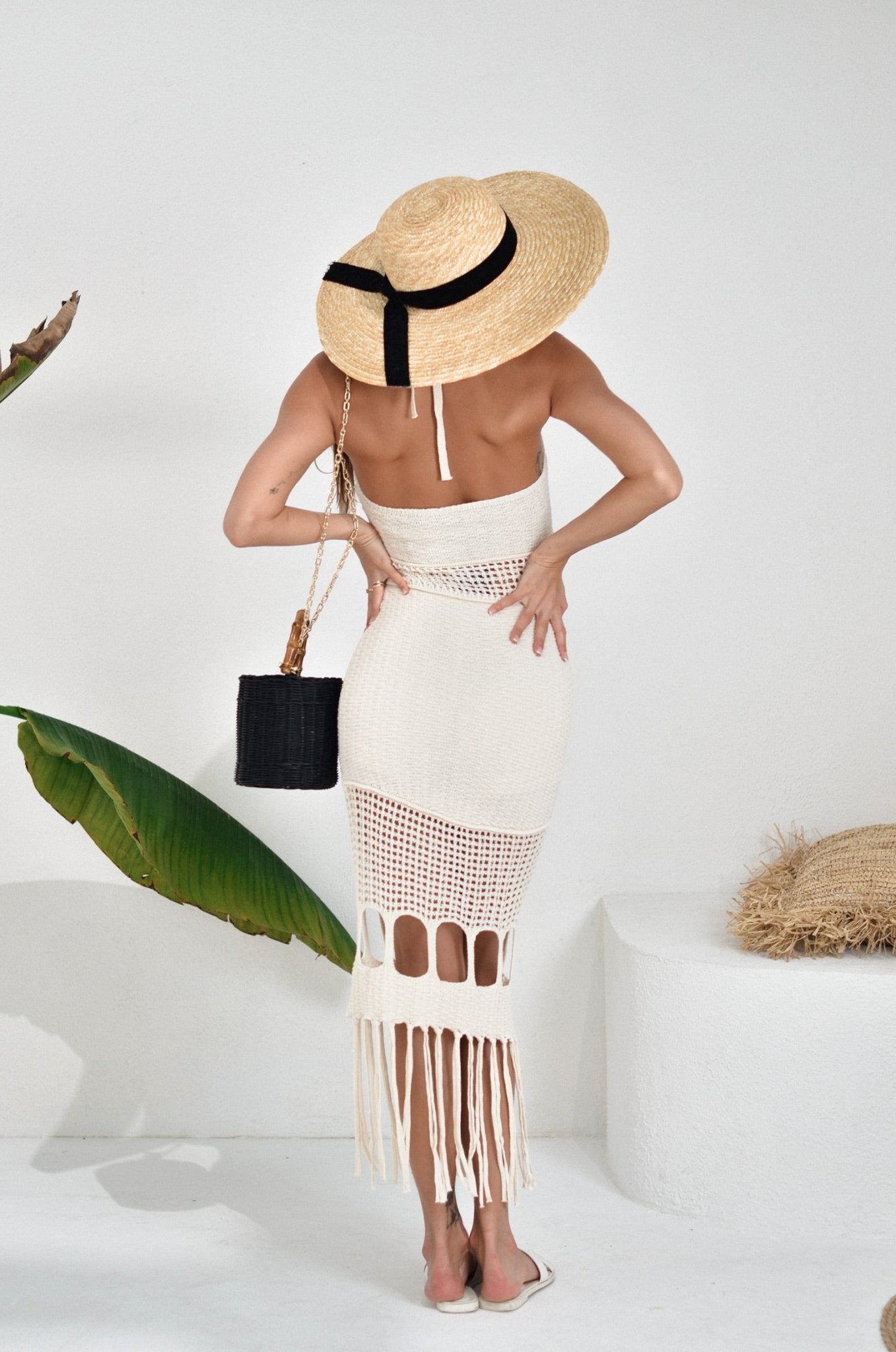 Bohemian Beige Fringe Dress - Double Fashion