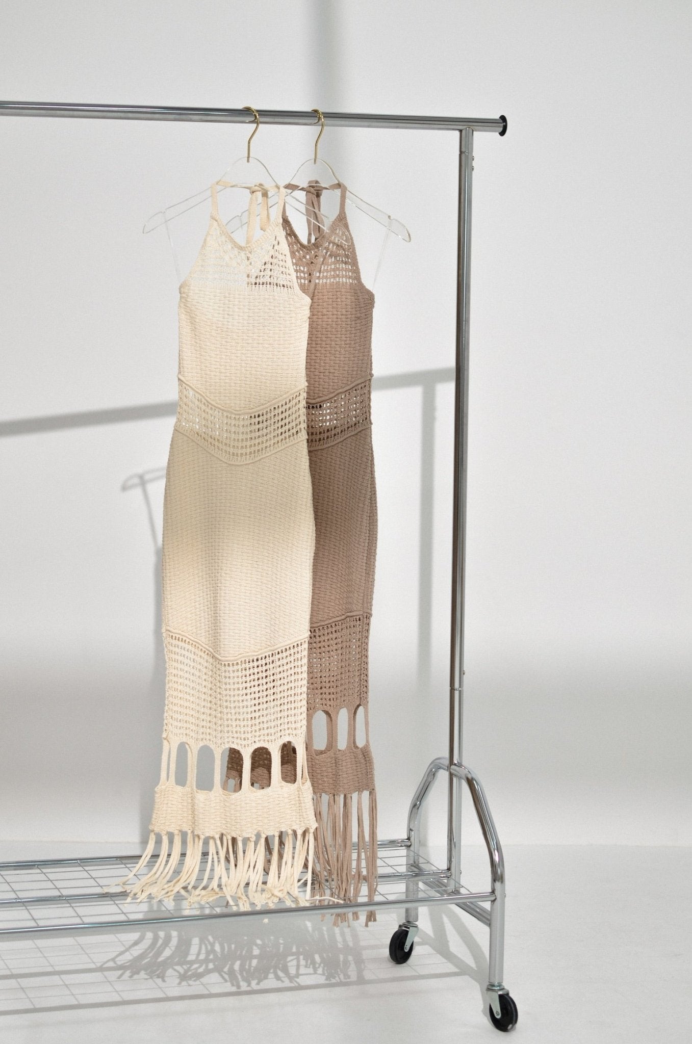 Bohemian Beige Fringe Dress - Double Fashion